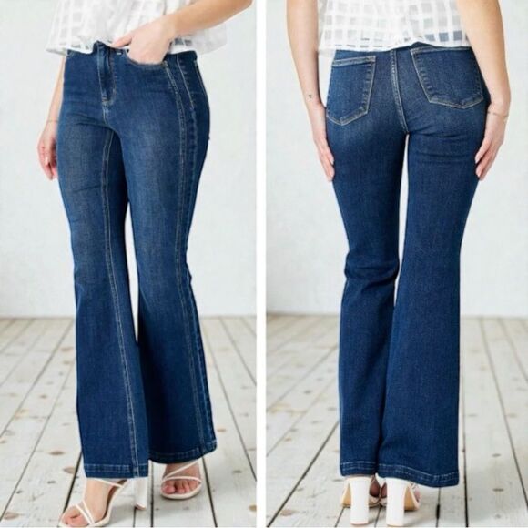 Judy Blue High Rise Angled Side Seam Flare Jeans 13/31 NWT - Picture 2 of 16